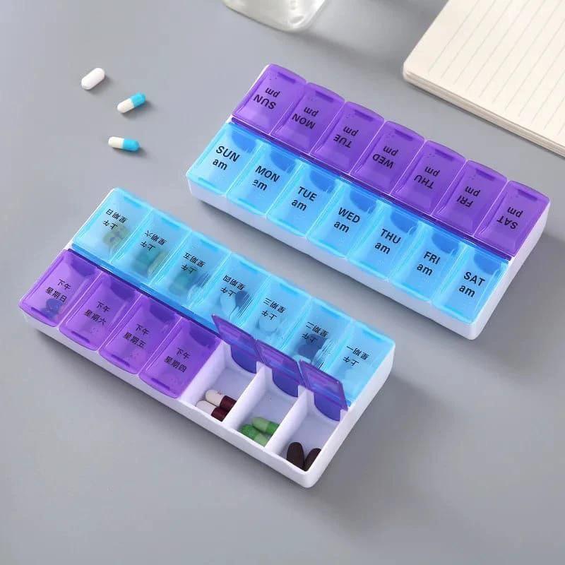 Tablets Organizer Planner 28 Grid 7 Day Snap Lids Travelers Health and Wellness Medicine & Drugs