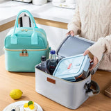Double Layer Insulated Lunch Bag with Removable Shoulder Strap Black Grey Bags & Accessories Lunch Bags