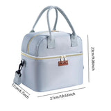 Double Layer Insulated Lunch Bag with Removable Shoulder Strap Black Grey Bags & Accessories Lunch Bags