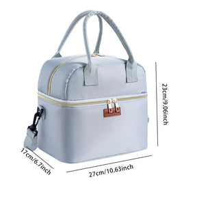 Double Layer Insulated Lunch Bag with Removable Shoulder Strap Black Grey Bags & Accessories Lunch Bags
