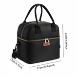 Double Layer Insulated Lunch Bag with Removable Shoulder Strap Black Grey Bags & Accessories Lunch Bags