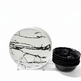 19-Piece Marble Effect Dinner Set with 2L Flask 6 Plates 6 Bowls 6 Mugs Kitchen & Dining Dinnerware Sets