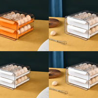 32-Egg Holder Tray Stackable Drawer 27.5x22cm Dustproof Moisture-Proof BPA-Free White Kitchen & Dining Food Storage Containers