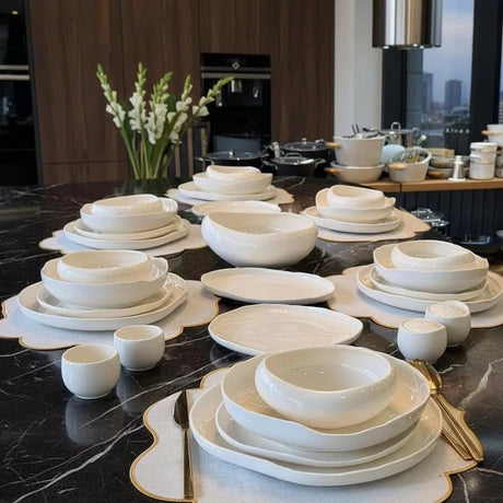 27-Piece Elegant European Porcelain Dinner Set 6 Plates 6 Side Plates 6 Salad Bowls 6 Soup Bowls Salt Shakers Platter Kitchen & Dining Dinnerware Sets