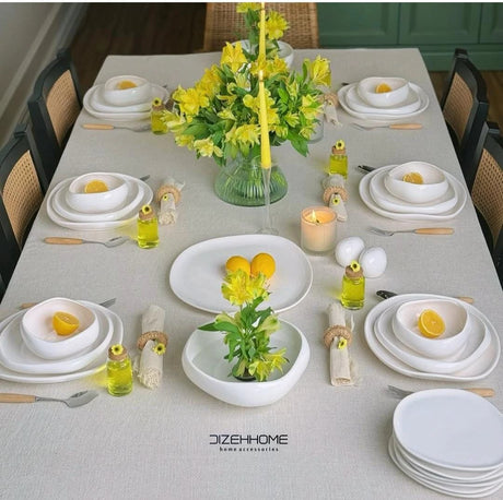 27-Piece Elegant European Porcelain Dinner Set 6 Plates 6 Side Plates 6 Salad Bowls 6 Soup Bowls Salt Shakers Platter Kitchen & Dining Dinnerware Sets