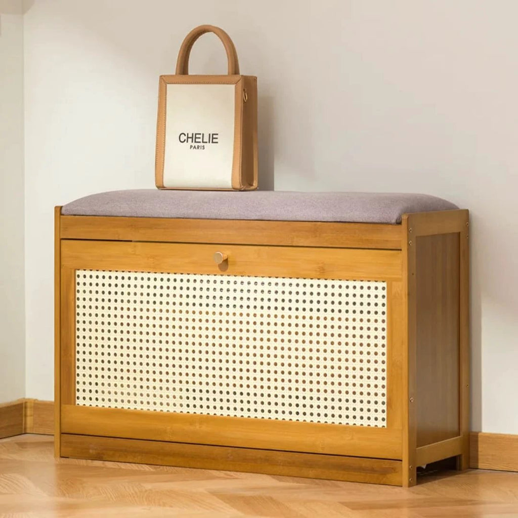 Entryway Wooden Flip Top Shoe Cabinet With Stool Bench Storage Home & Garden Shoe Organizers