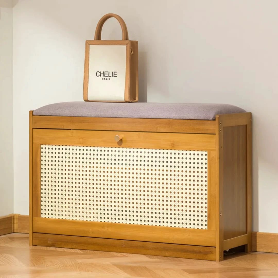 Entryway Wooden Flip Top Shoe Cabinet With Stool Bench Storage Home & Garden Shoe Organizers