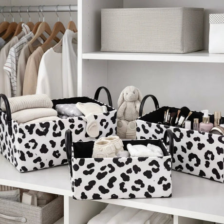 3-Piece Stylish Cow Print Storage Baskets Set Home & Garden Household Storage Containers