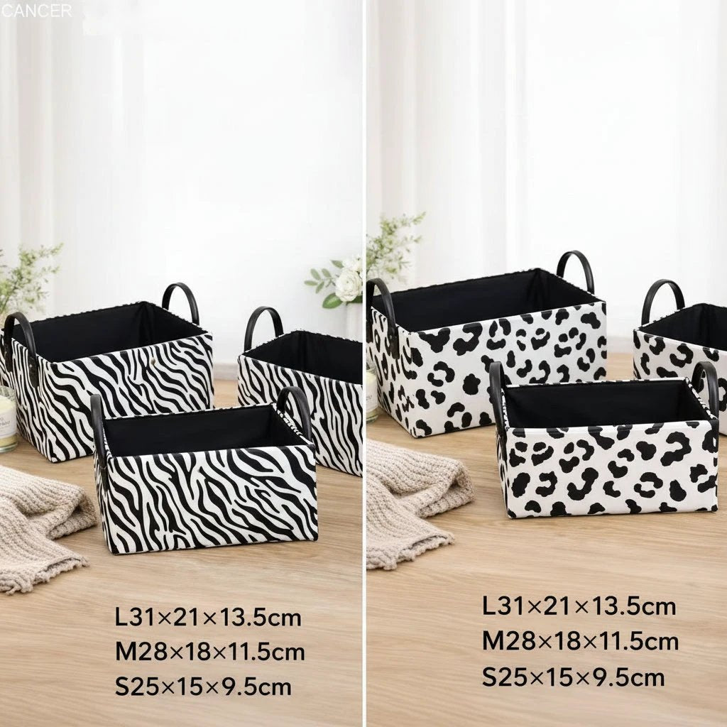 3-Piece Stylish Cow Print Storage Baskets Set Home & Garden Household Storage Containers
