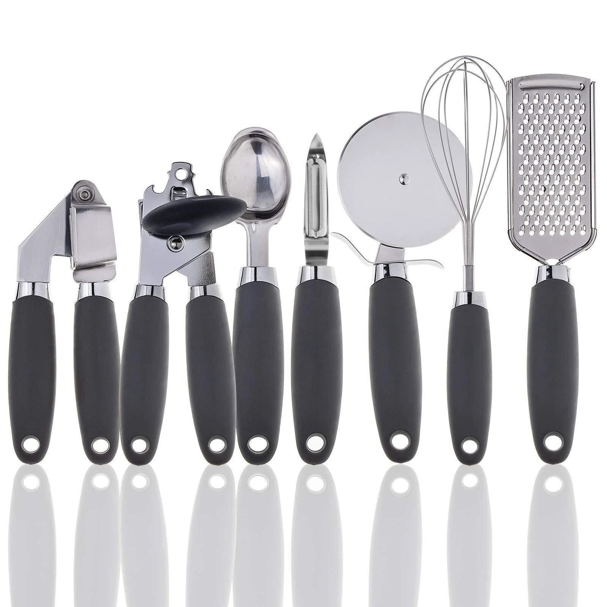 7-in-1 Kitchen Gadget Set Grater Whisk Dough Cutter Ice Cream Scoop Peeler Can Opener Garlic Press Black Green Pink Silver Kitchen & Dining Kitchen Utensil Sets