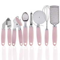 7-in-1 Kitchen Gadget Set Grater Whisk Dough Cutter Ice Cream Scoop Peeler Can Opener Garlic Press Black Green Pink Silver Kitchen & Dining Kitchen Utensil Sets