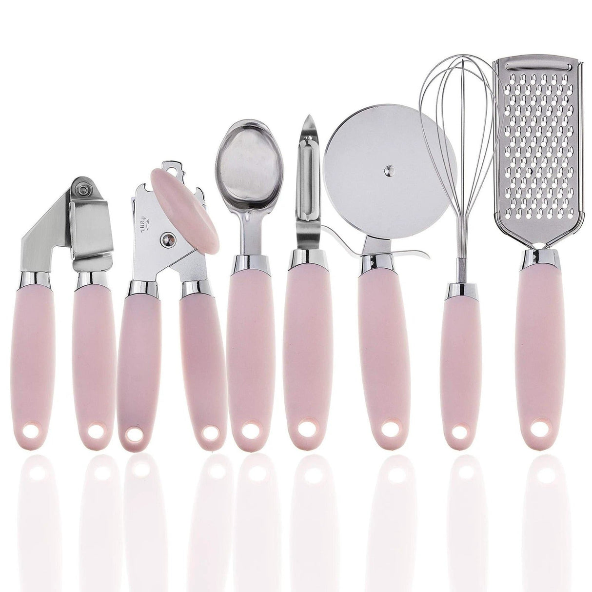 7-in-1 Kitchen Gadget Set Grater Whisk Dough Cutter Ice Cream Scoop Peeler Can Opener Garlic Press Black Green Pink Silver Kitchen & Dining Kitchen Utensil Sets
