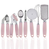 7-in-1 Kitchen Gadget Set Grater Whisk Dough Cutter Ice Cream Scoop Peeler Can Opener Garlic Press Black Green Pink Silver Kitchen & Dining Kitchen Utensil Sets