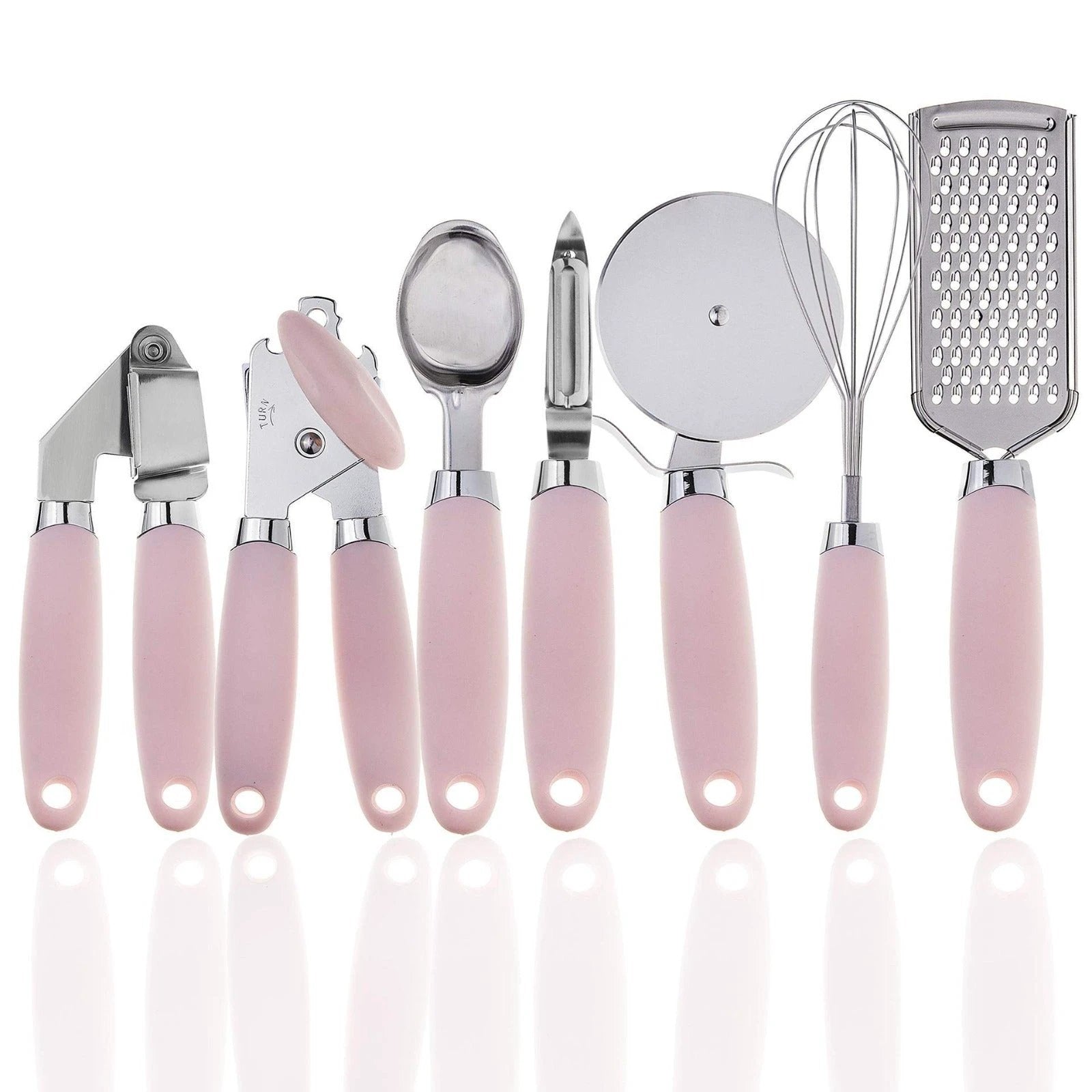 7-in-1 Kitchen Gadget Set Grater Whisk Dough Cutter Ice Cream Scoop Peeler Can Opener Garlic Press Black Green Pink Silver Kitchen & Dining Kitchen Utensil Sets