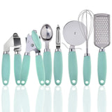 7-in-1 Kitchen Gadget Set Grater Whisk Dough Cutter Ice Cream Scoop Peeler Can Opener Garlic Press Black Green Pink Silver Kitchen & Dining Kitchen Utensil Sets
