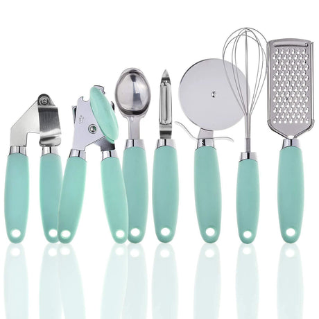 7-in-1 Kitchen Gadget Set Grater Whisk Dough Cutter Ice Cream Scoop Peeler Can Opener Garlic Press Black Green Pink Silver Kitchen & Dining Kitchen Utensil Sets