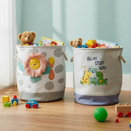 Fabric Storage Basket - Dinosaur Print, Foldable Kids Organiser Home & Garden Household Storage Containers