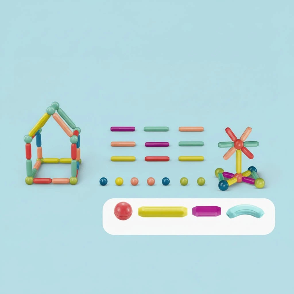 3D Magnetic Sticks Set - 100pcs Mixed Colours Toys & Games Construction Set Toys