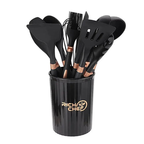 12pcs Silicone Non-Stick Cookware Set with Storage Bucket Kitchen & Dining Kitchen Utensil Sets