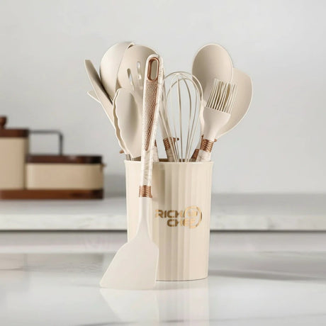 12pcs Silicone Non-Stick Cookware Set with Storage Bucket Kitchen & Dining Kitchen Utensil Sets