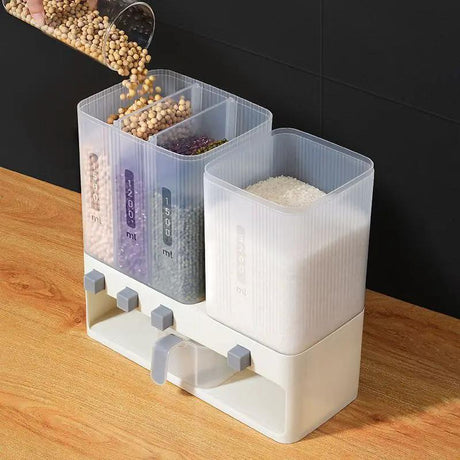 4-Compartment Cereal Dispenser – 10L Kitchen Storage Food Storage Containers
