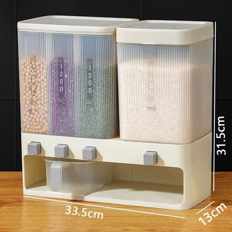 4-Compartment Cereal Dispenser – 10L Kitchen Storage Food Storage Containers
