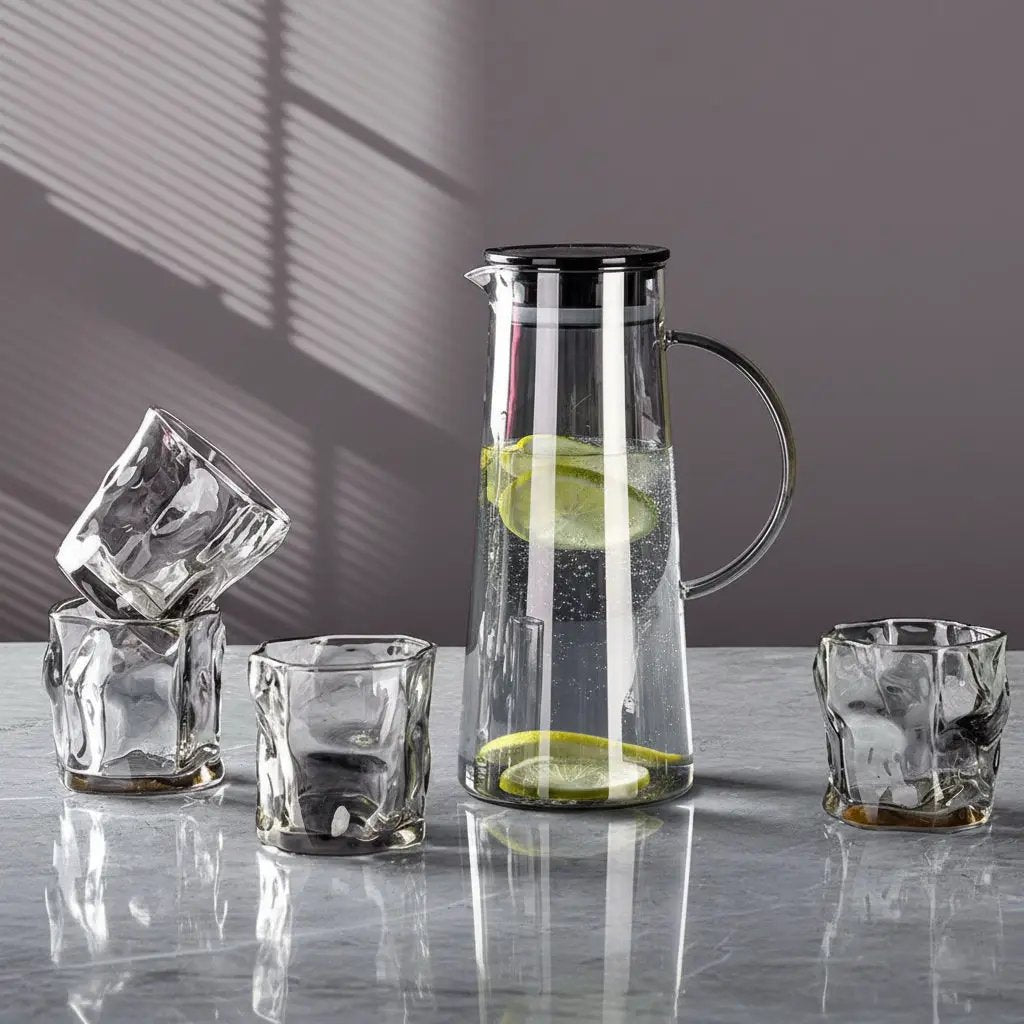Glass Water Pitcher & 4pc Glasses Set Drinkware Drinkware Sets