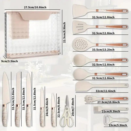 16pc Stainless Steel & Silicone Kitchen Set Kitchenware Kitchen Utensil Sets