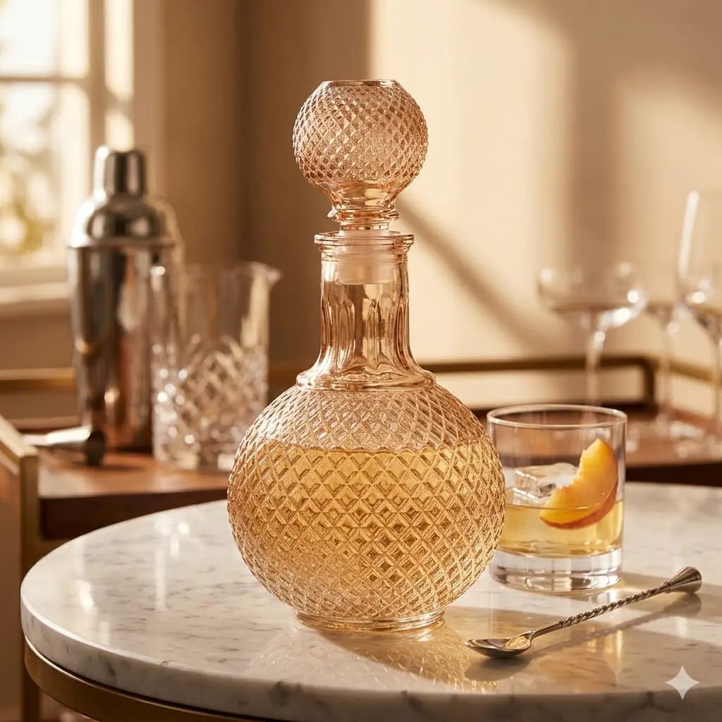 Round Gold Whiskey Decanter – 1L Home Bar & Drinkware Decanters