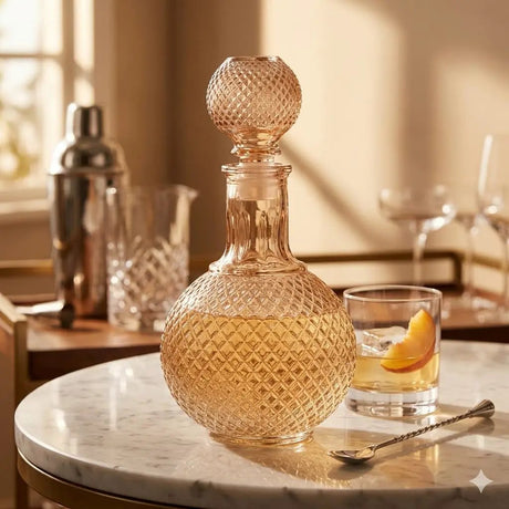 Round Gold Whiskey Decanter – 1L Home Bar & Drinkware Decanters