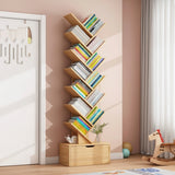 Bookshelf - Tree Design Wood Storage Rack 158x34x20cm Light Brown Furniture Rack Bookcases & Shelves