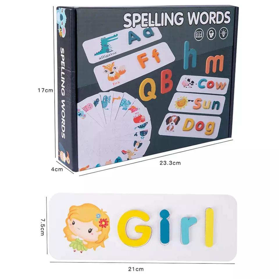 Kids Wooden Spelling Puzzle – Alphabet Learning Toy Educational Toys Reading Toys