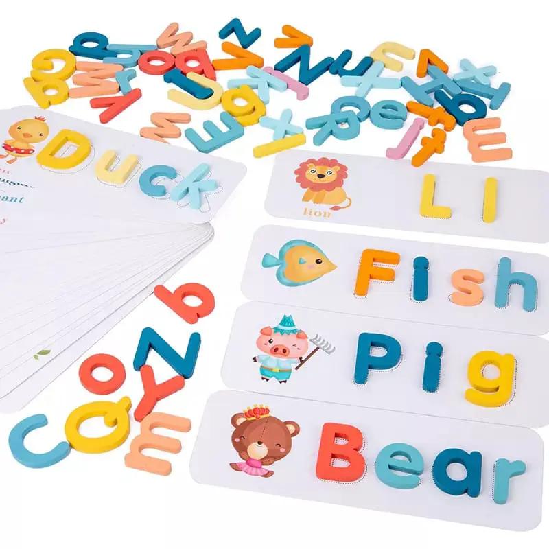 Kids Wooden Spelling Puzzle – Alphabet Learning Toy Educational Toys Reading Toys