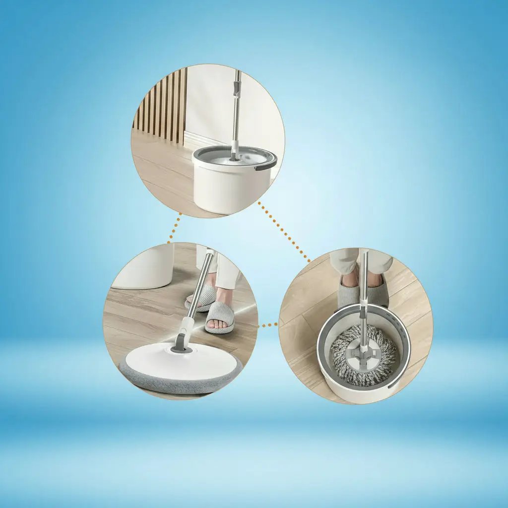 Hands-Free 360° Spin Mop with Bucket Cleaning Supplies Mops