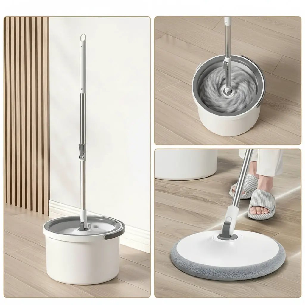 Hands-Free 360° Spin Mop with Bucket Cleaning Supplies Mops