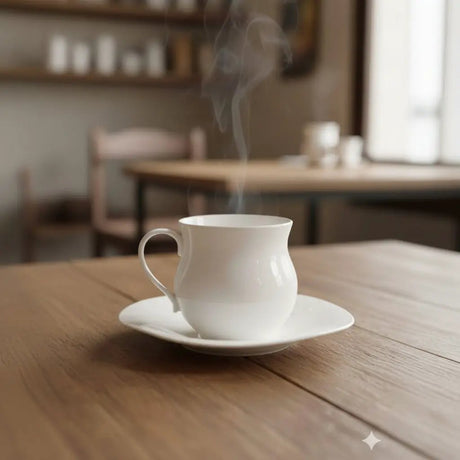 Ceramic Cup & Saucer Set – White, 200ml, 6pcs Kitchen & Dining Coffee & Tea Cups