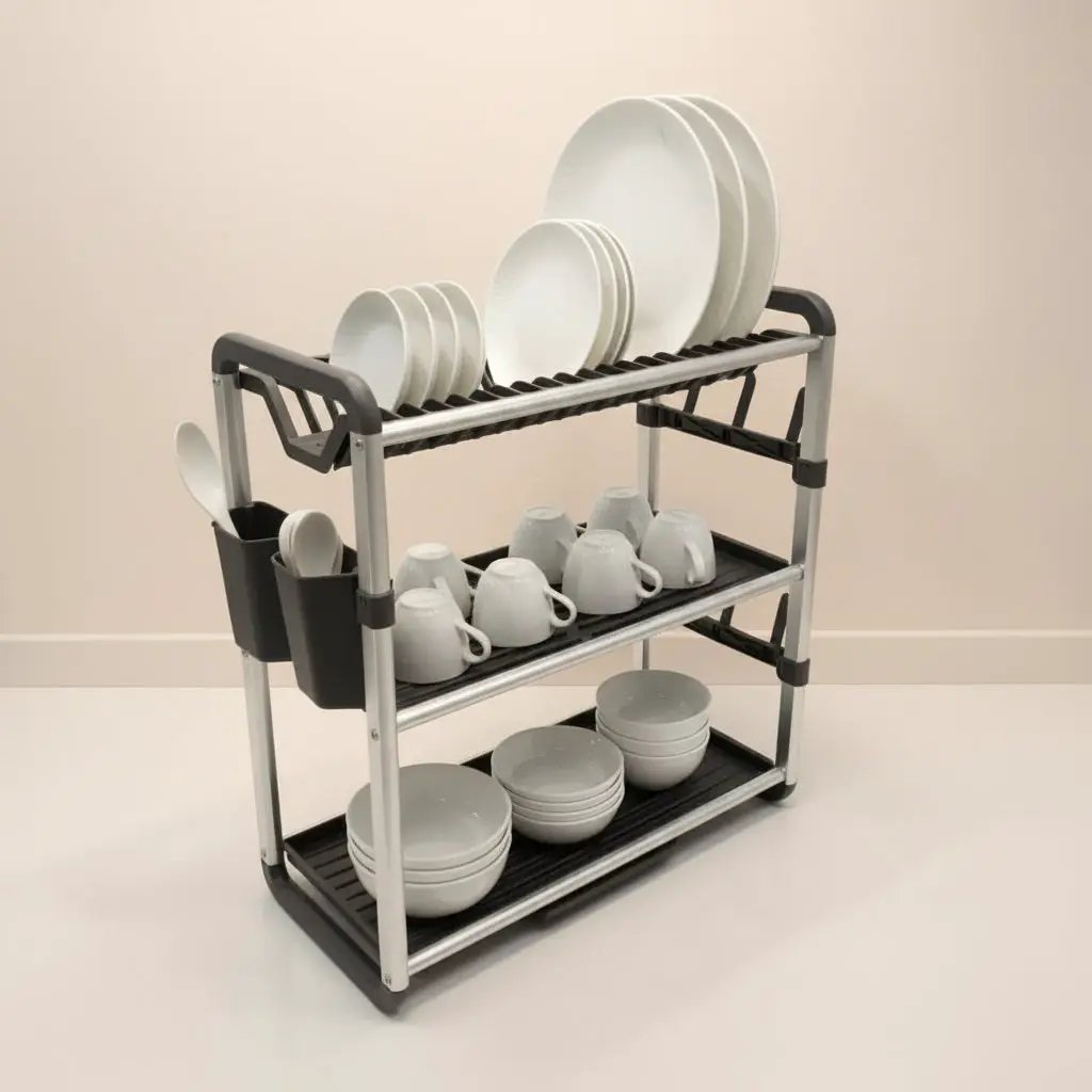 3-Tier Aluminium Dish Drainer Kitchen Storage Dish Racks