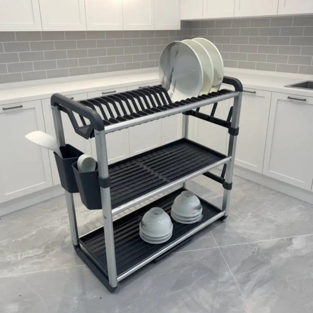 3-Tier Aluminium Dish Drainer Kitchen Storage Dish Racks
