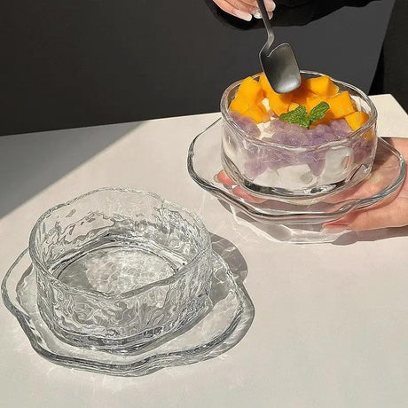 Cloud Glass Dessert Bowl Set Kitchen & Dining Serving Bowls