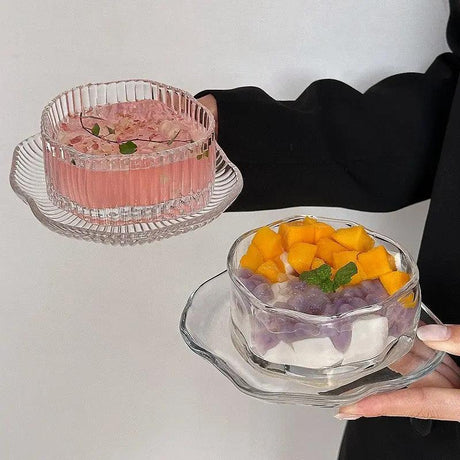 Cloud Glass Dessert Bowl Set Kitchen & Dining Serving Bowls