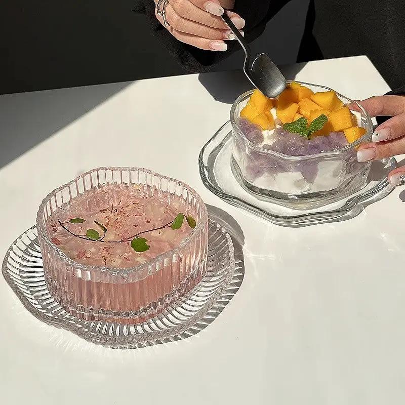 Cloud Glass Dessert Bowl Set Kitchen & Dining Serving Bowls