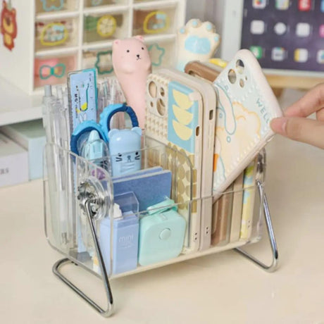 Rotating Acrylic Storage Box – 6-Compartment Desktop Organiser Storage & Organisation Desktop Organizers