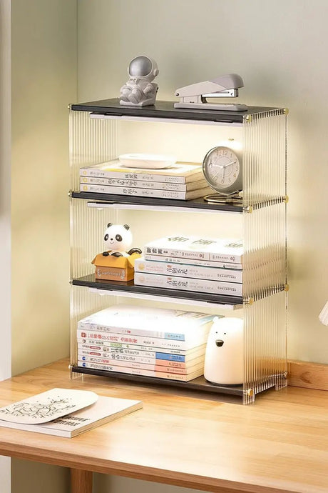 Multipurpose Storage Rack – Wood & Acrylic, 48x34x15cm Storage & Organisation Rack Bookcases & Shelves