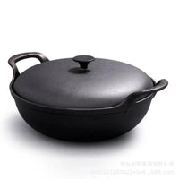 Pre-Seasoned Cast Iron Wok with Lid – 30cm, 5L Cookware Woks