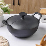 Pre-Seasoned Cast Iron Wok with Lid – 30cm, 5L Cookware Woks