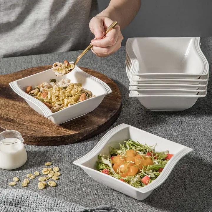 Fancy Shapely Lines Porcelain Bowl Set – 6pcs Kitchen & Dining Bowls