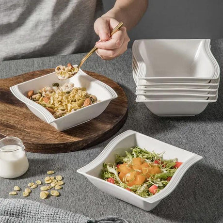 Fancy Shapely Lines Porcelain Bowl Set – 6pcs Kitchen & Dining Bowls
