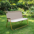Portable Double Seat Camping Chair with Wood Armrest Outdoor & Camping Folding Chairs