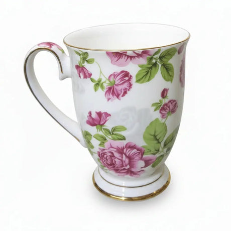 Bone China Flowered Cup – 300ml, Gold Rim Kitchen & Dining Coffee & Tea Cups
