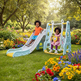 4-in-1 Kids Slide & Swing Set Outdoor Play Equipment Swing Sets & Playsets